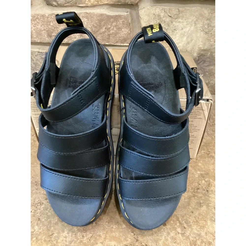 Dr. Martens Blaire Athena Black Leather Platform Gladiator Sandals  Womens 7 New